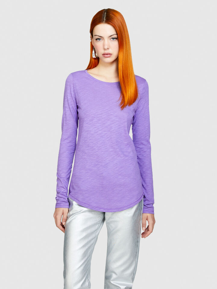 Solid color t-shirt - women's long sleeve t-shirts - Lilac | Sisley image number 4